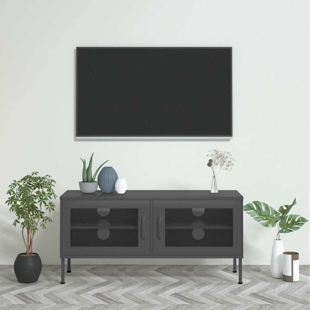 Vidaxl tv-meubel 105x35x50 cm staal antracietkleurig