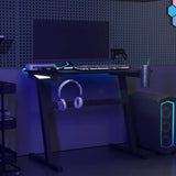 Vidaxl gamingbureau met z-vormige poten led 90x60x75 cm zwart