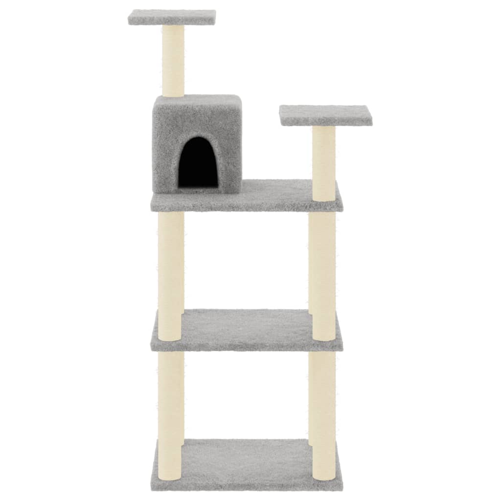 Vidaxl Cat Rastreing Post con postes de rascado de sisal 118.5 cm de gris claro