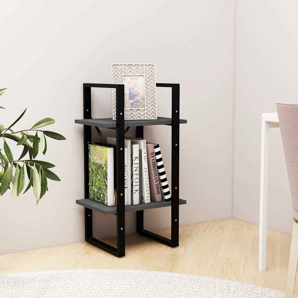 Vidaxl boekenkast met 2 schappen 40x30x70 cm massief grenenhout grijs