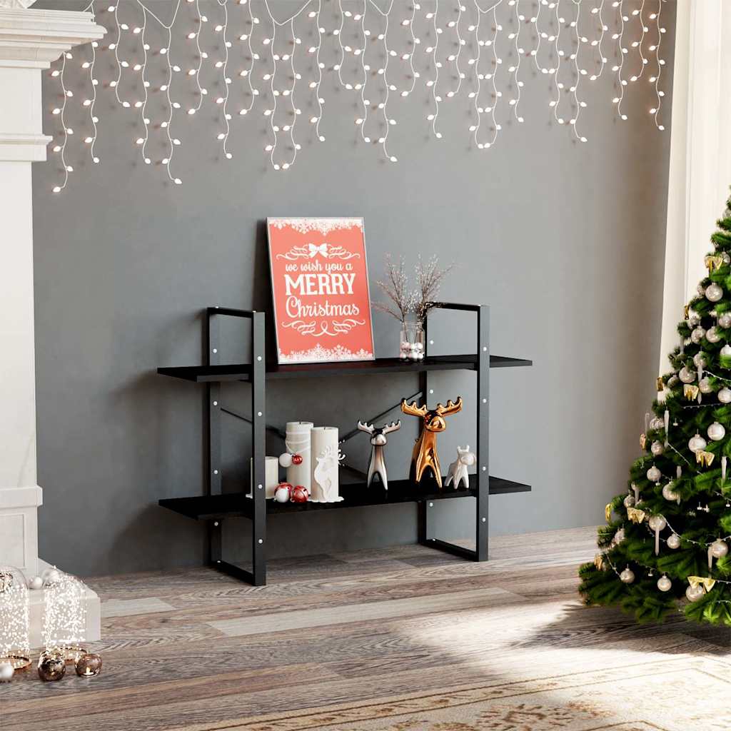 Vidaxl boekenkast met 2 schappen 100x30x70 cm spaanplaat zwart