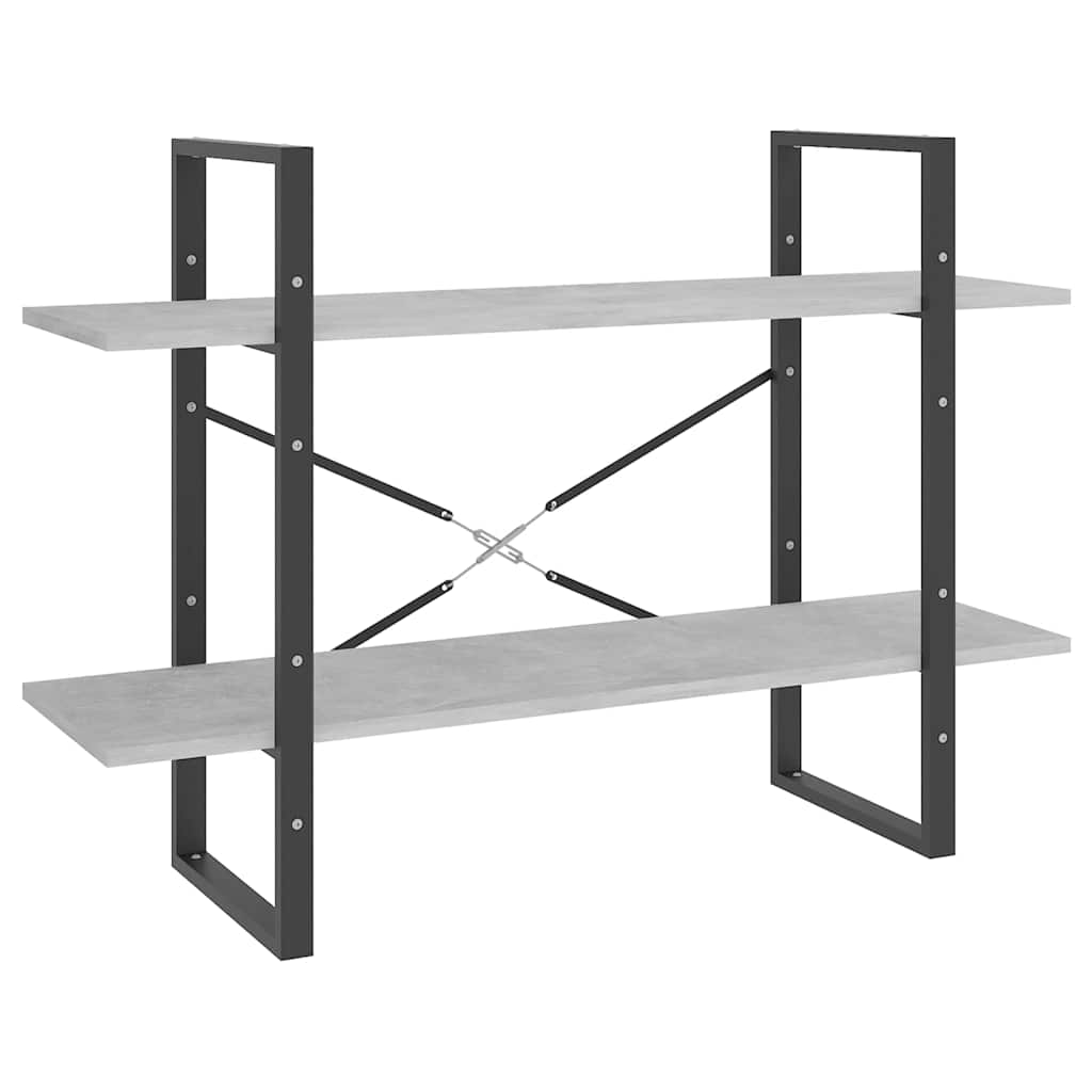 Vidaxl boekenkast met 2 schappen 100x30x70 cm spaanplaat betongrijs