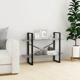 Vidaxl boekenkast met 2 schappen 100x30x70 cm spaanplaat betongrijs