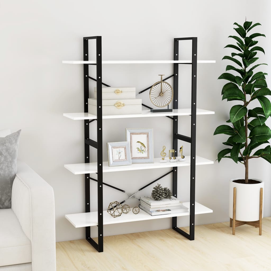 Vidaxl boekenkast met 4 schappen 100x30x140 cm spaanplaat wit