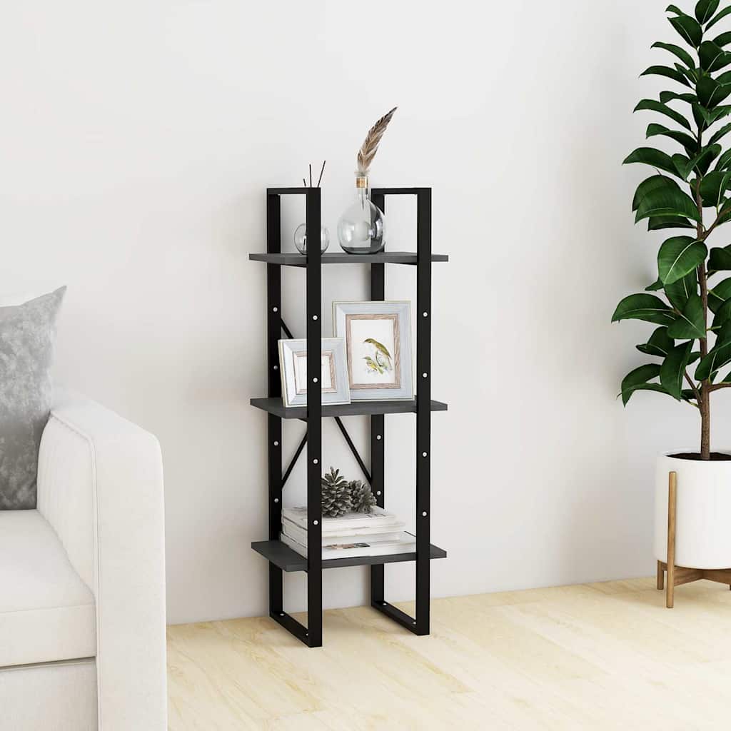 Vidaxl boekenkast met 3 schappen 40x30x105 cm massief grenenhout grijs