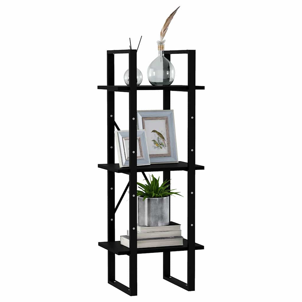 Vidaxl boekenkast met 3 schappen 40x30x105 cm massief grenenhout zwart