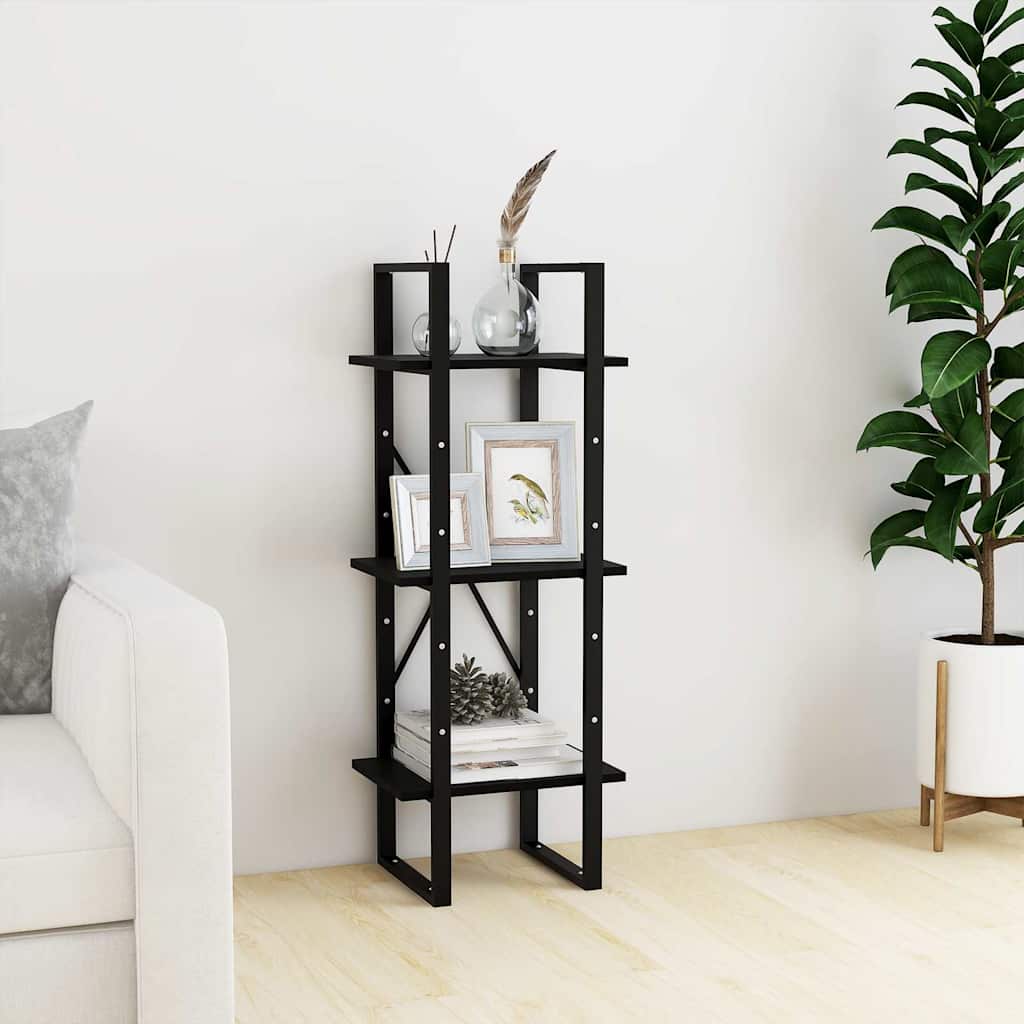 Vidaxl boekenkast met 3 schappen 40x30x105 cm massief grenenhout zwart