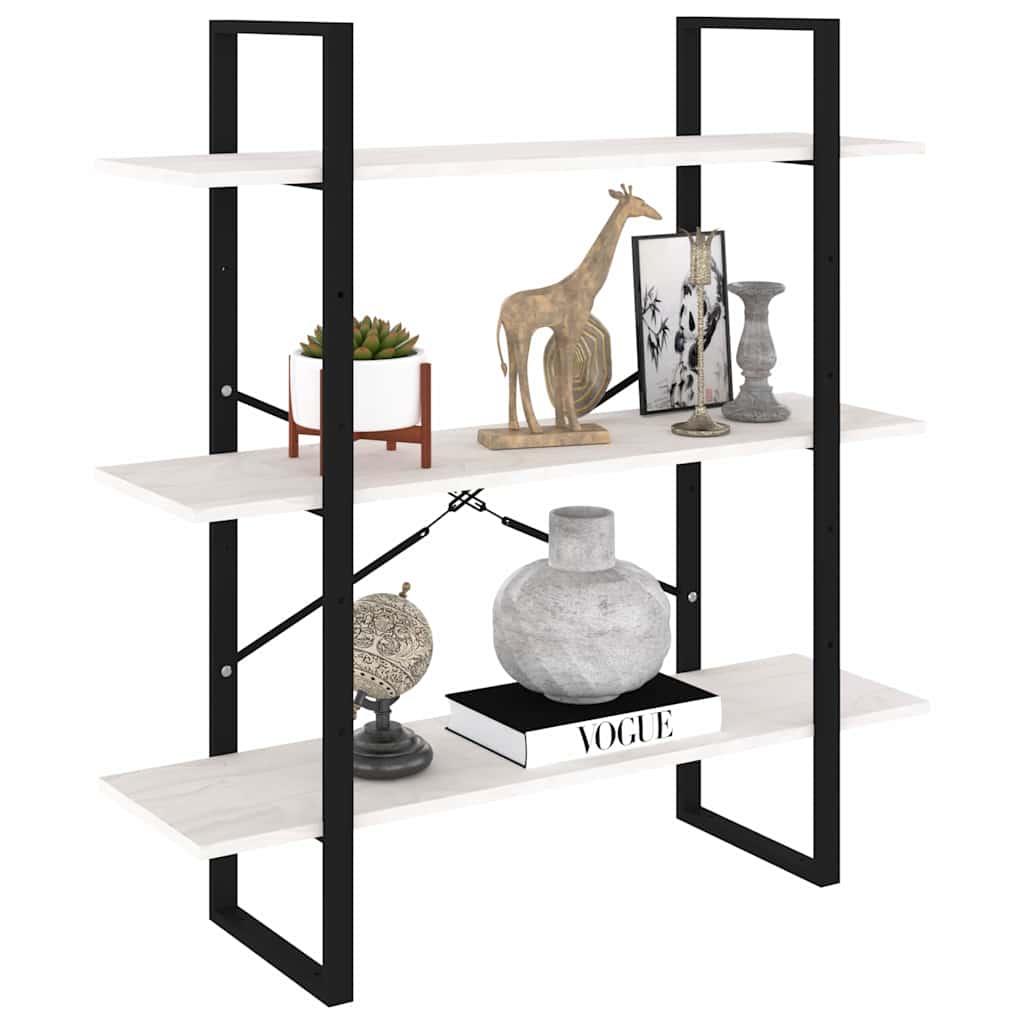 Vidaxl boekenkast met 3 schappen 100x30x105 cm massief grenenhout wit