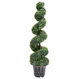 Vidaxl kënschtlech Planz mat Pot Buxus Spiral 117 cm gréng