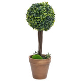 VIDAXL Künstliche Pflanzen mit Topf 2 St. Boxholz Kugelformation 33 cm Grün