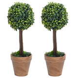 VIDAXL -Künstliche Pflanzen mit Topf 2 St. Boxholz Kugelformation 41 cm Grün