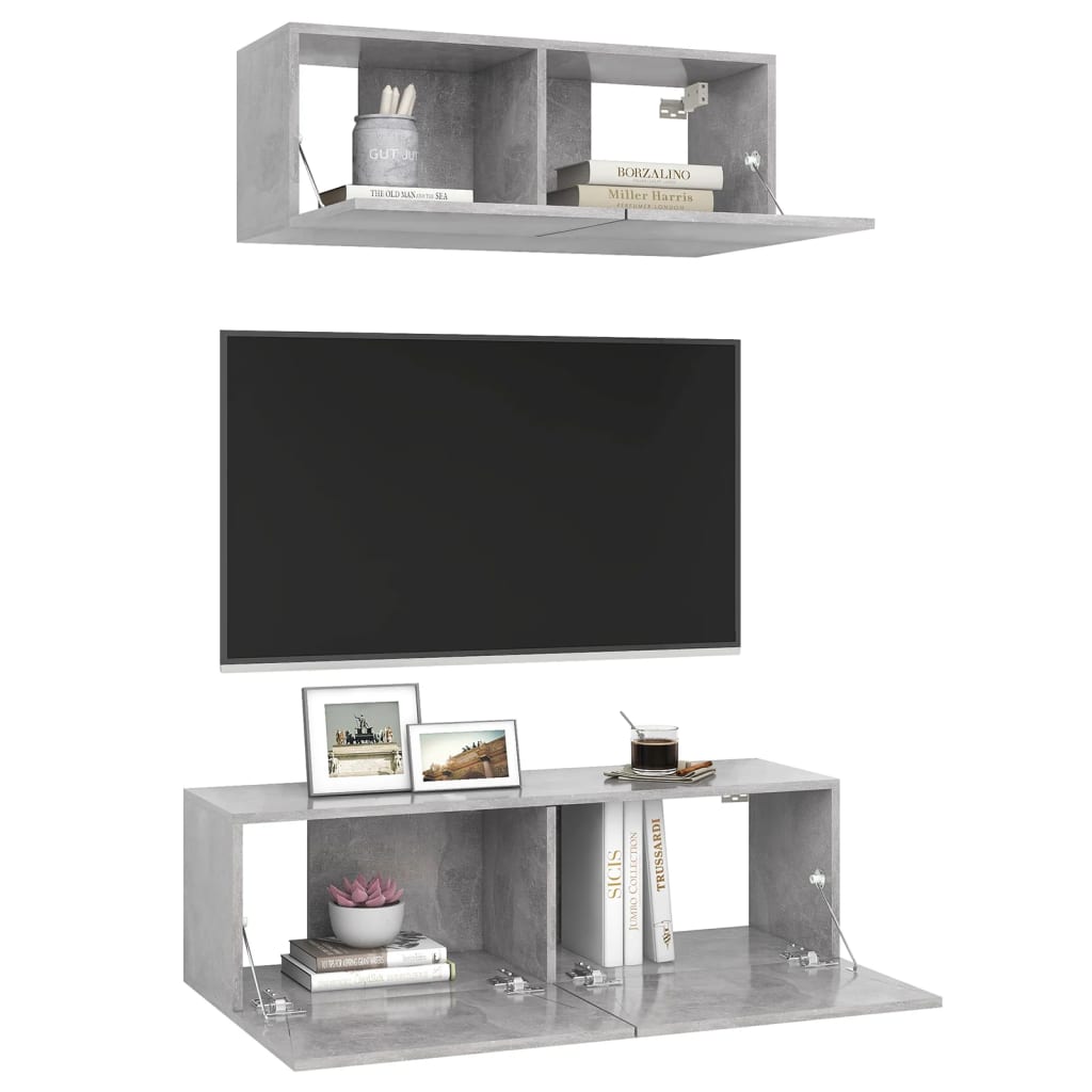 Vidaxl 2-delige tv-meubelset bewerkt hout betongrijs