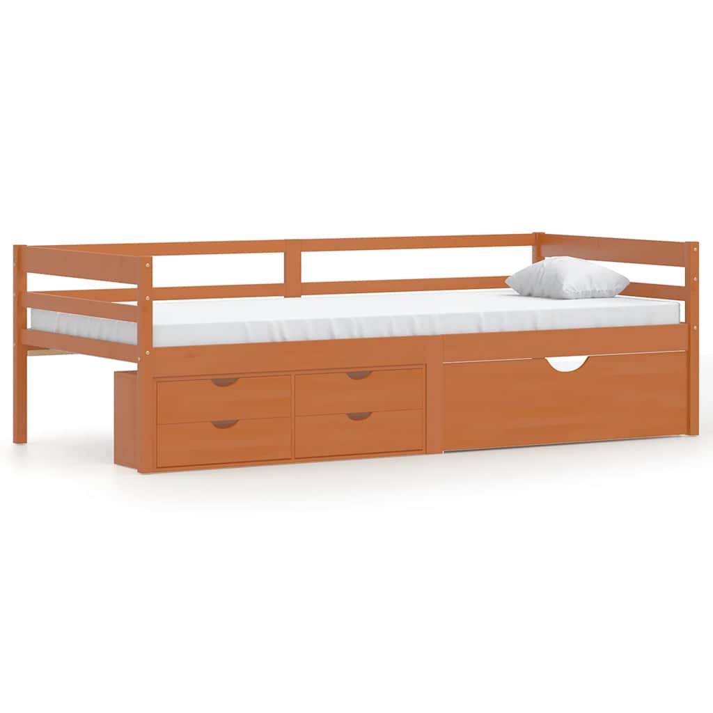 Vidaxl bedframe met lades en kast grenenhout honingbruin 90x200 cm