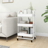 Vidaxl trolley 3-laags 43x34x79 cm staal wit
