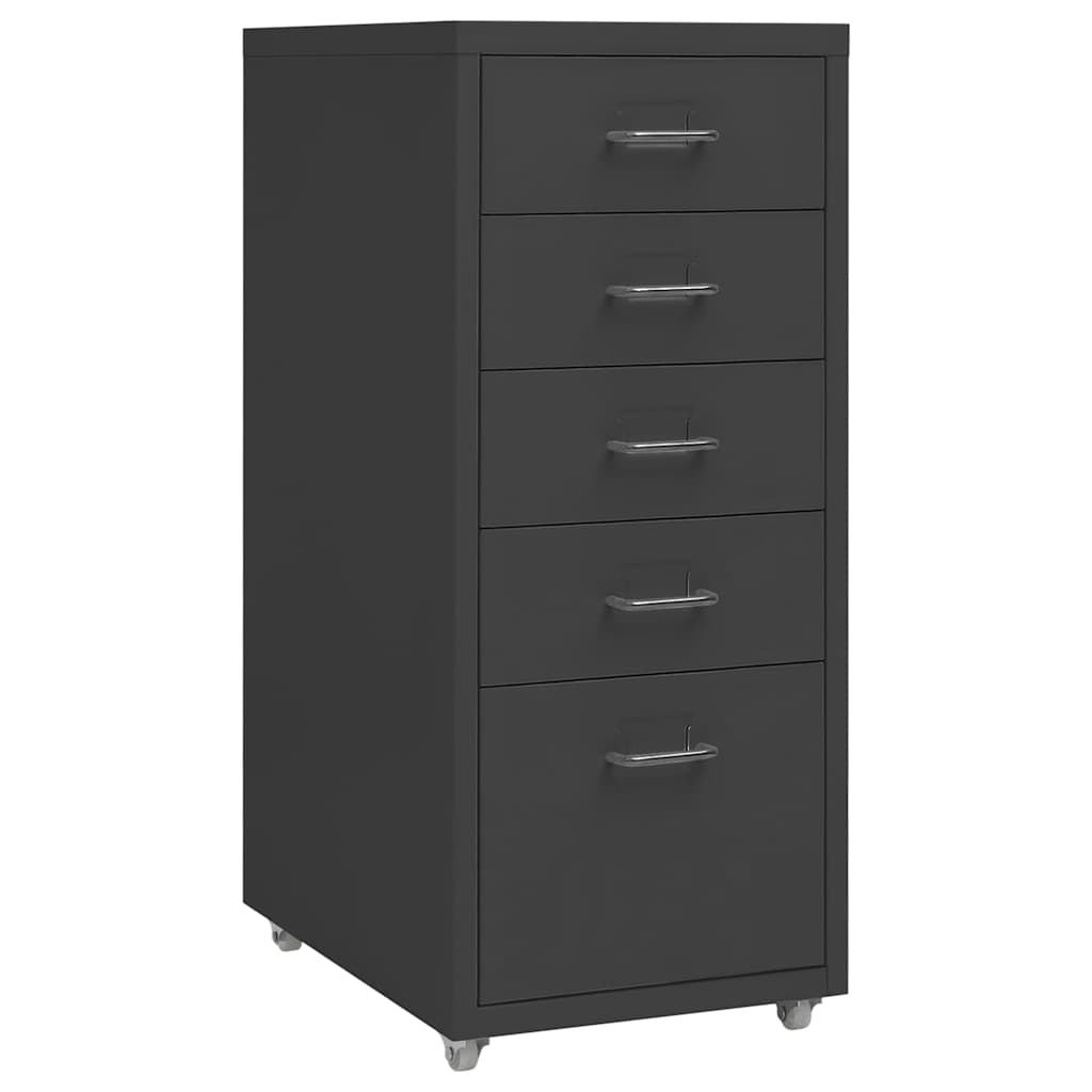 Vidaxl ladeblok verrijdbaar 28x41x69 cm metaal antracietkleurig