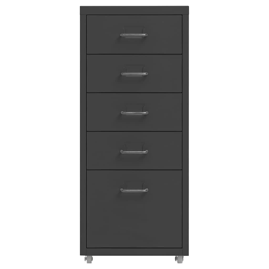 Vidaxl ladeblok verrijdbaar 28x41x69 cm metaal antracietkleurig