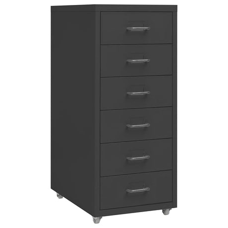 Vidaxl ladeblok verrijdbaar 28x41x69 cm metaal antracietkleurig