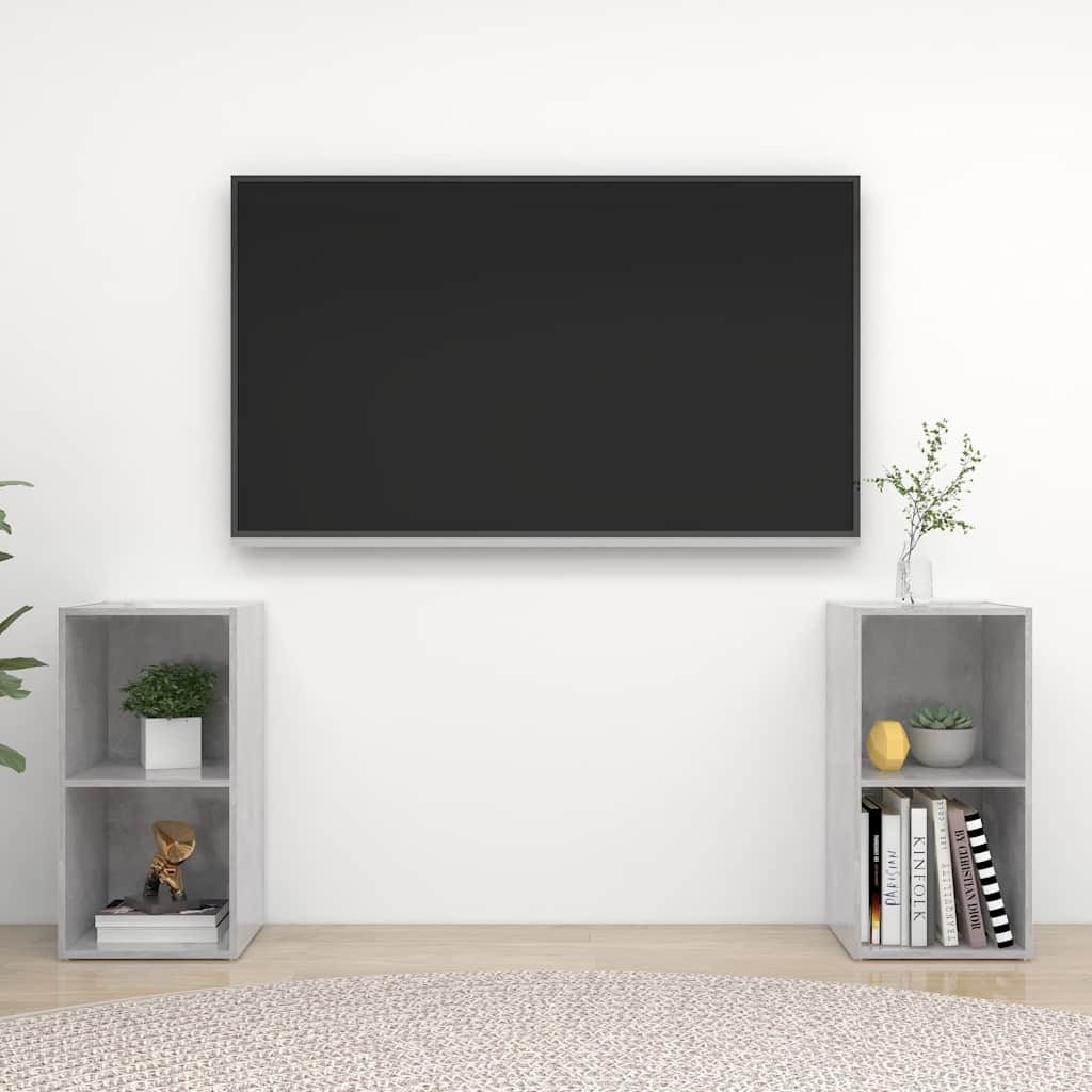 Vidaxl tv-meubelen 2 st 72x35x36,5 cm bewerkt houtbetongrijs