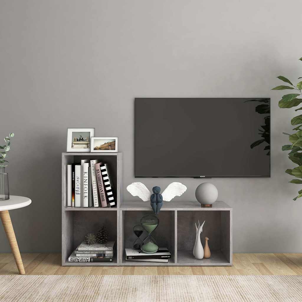 Vidaxl tv-meubelen 2 st 72x35x36,5 cm bewerkt hout betongrijs