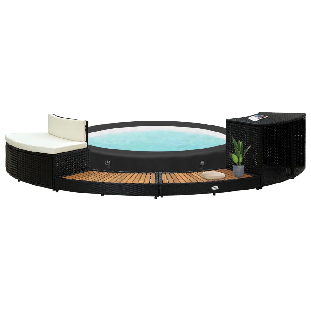 Vidaxx Spa-Umrandung aus Polyrattan und massivem Akazienholz schwarz
