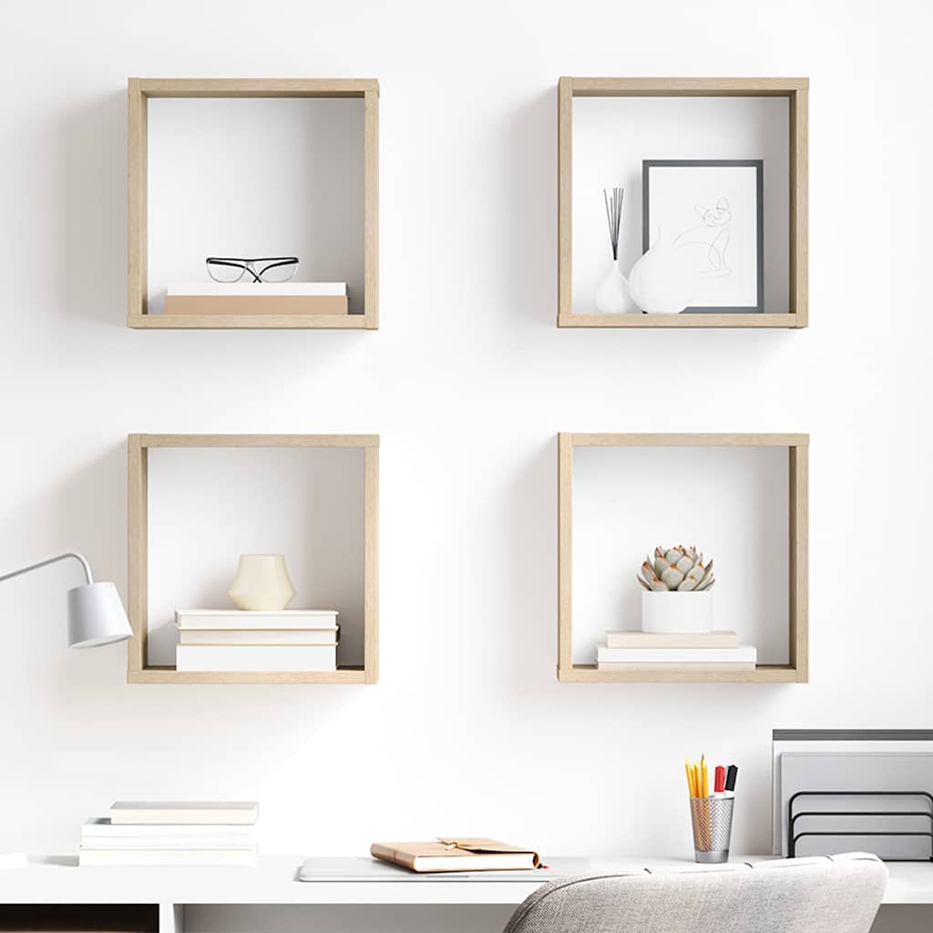 Vidaxl wandschappen kubus 4 st 30x15x30 cm sonoma eikenkleurig