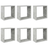 Vidaxl wandschappen kubus 6 st 30x15x30 cm betongrijs