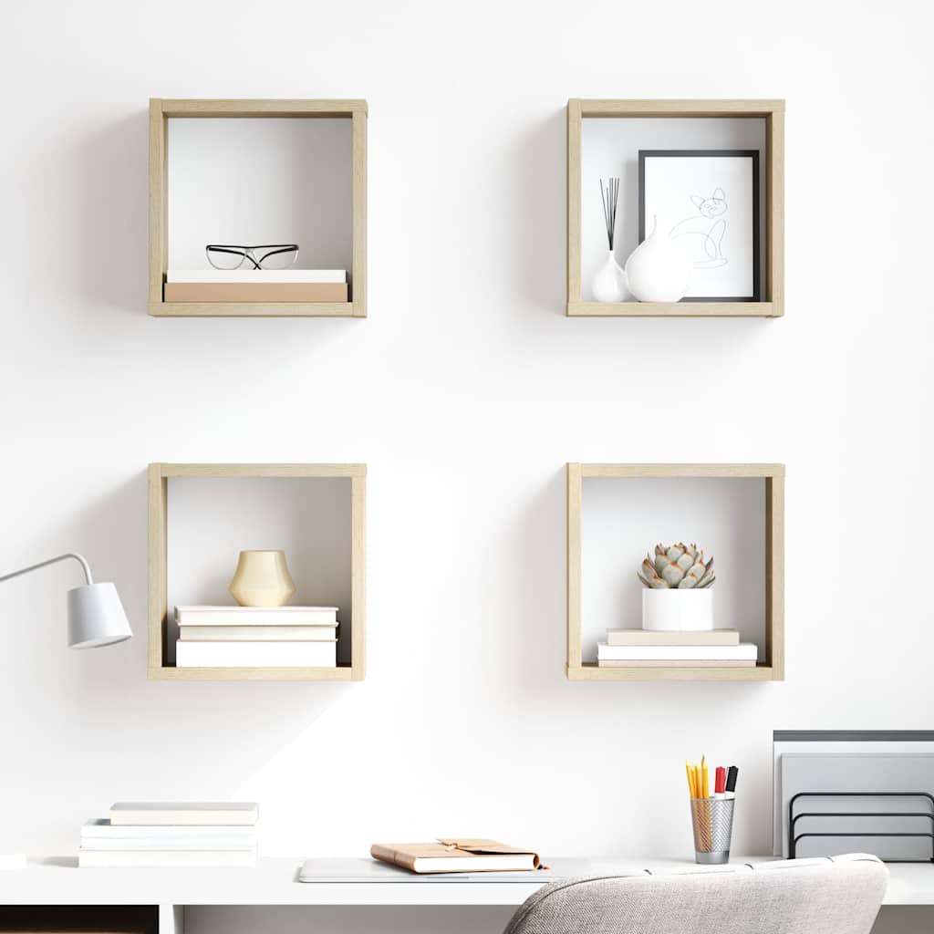 Vidaxl wandschappen kubus 4 st 26x15x26 cm sonoma eikenkleurig