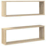 Vidaxl wandschappen kubus 2 st 80x15x26,5 cm bewerkt hout sonoma eiken