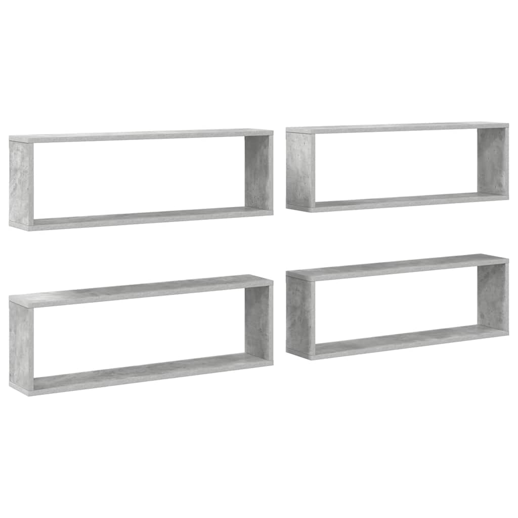 Vidaxl wandschappen kubus 4 st 80x15x26,5 cm bewerkt hout betongrijs