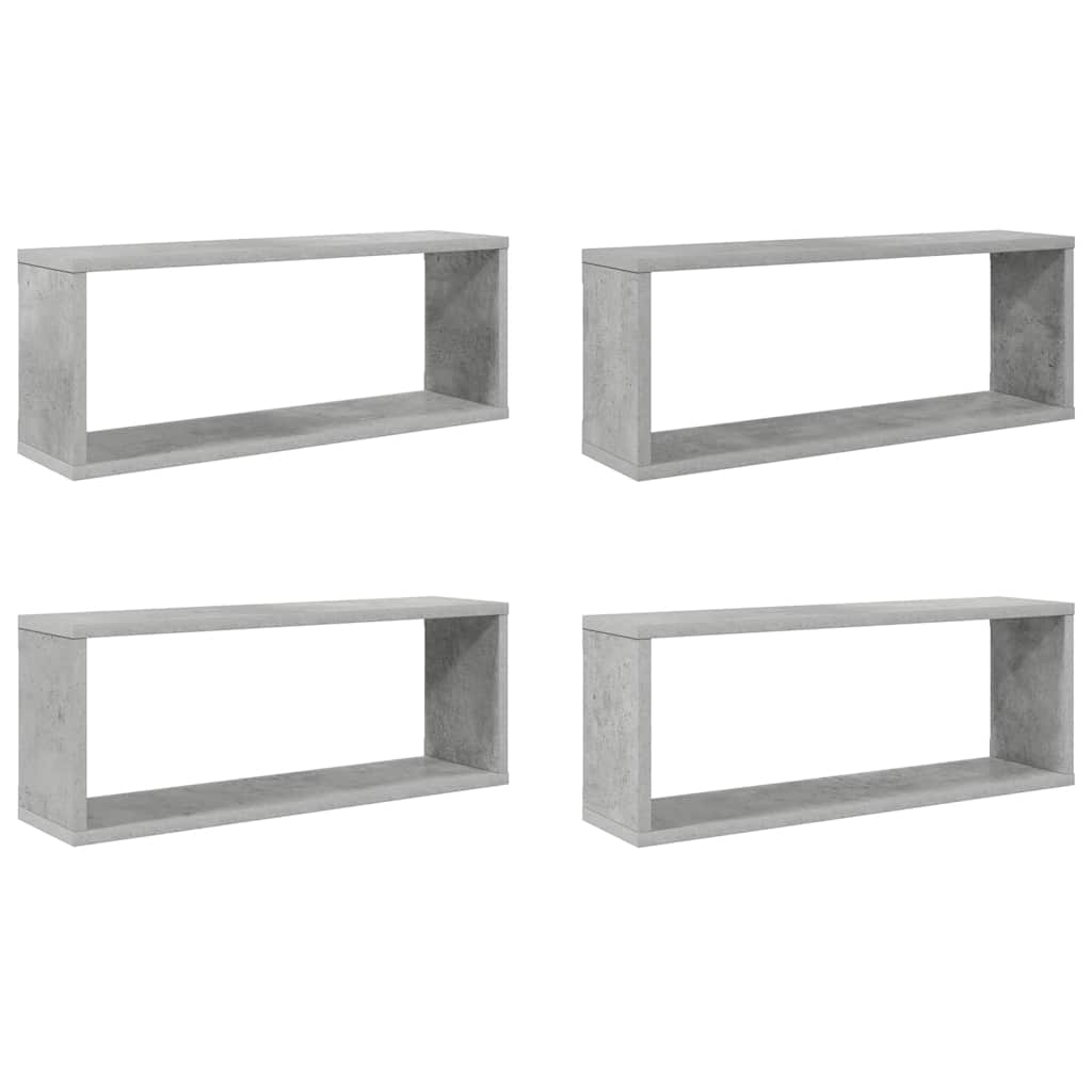 Vidaxl wandschappen kubus 4 st 60x15x23 cm bewerkt hout betongrijs