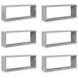 Vidaxl wandschappen kubus 6 st 60x15x23 cm bewerkt hout betongrijs