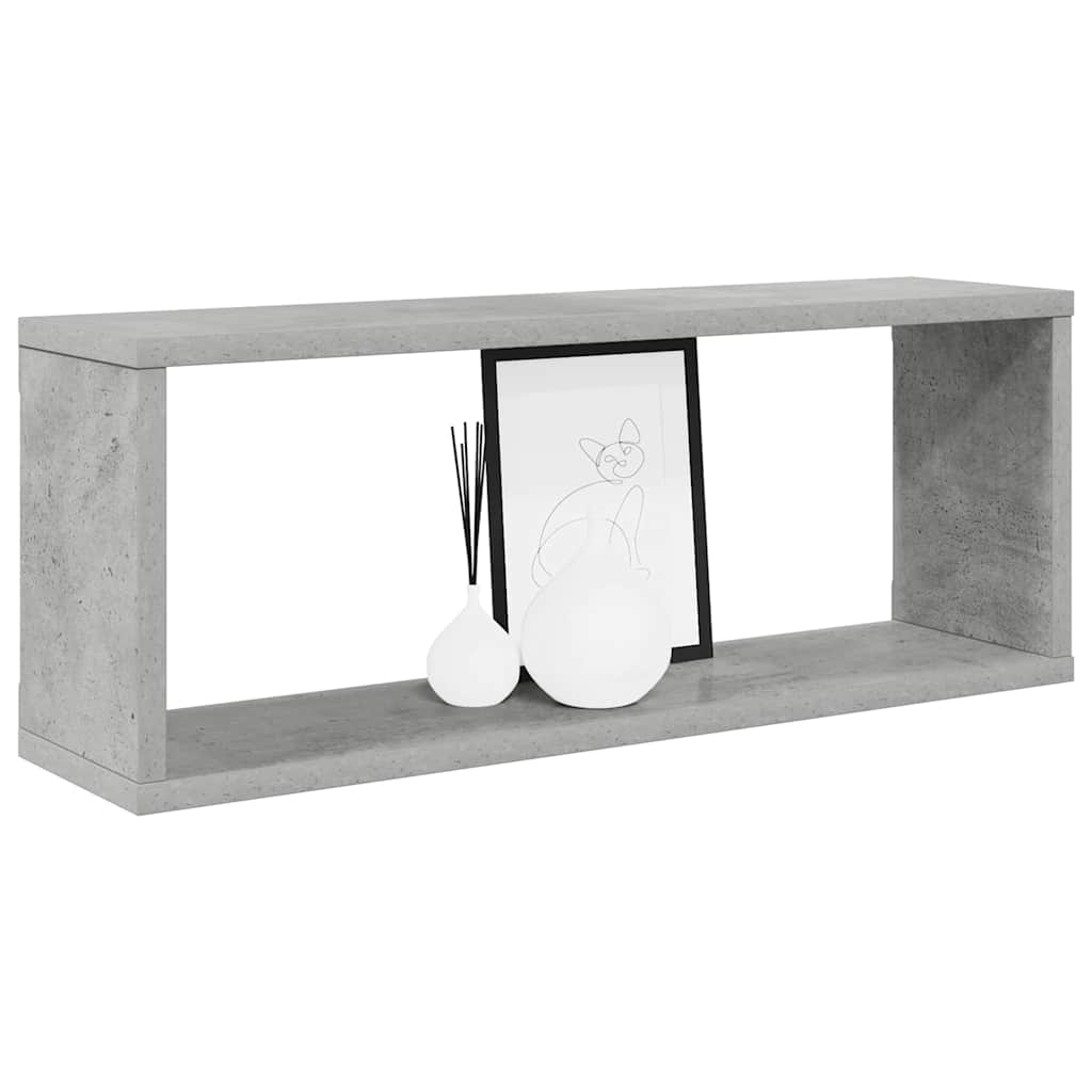 Vidaxl wandschappen kubus 6 st 60x15x23 cm bewerkt hout betongrijs