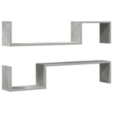 Vidaxl wandschappen 2 st 100x15x20 cm bewerkt hout betongrijs