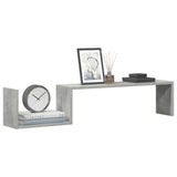 Vidaxl wandschappen 2 st 100x15x20 cm bewerkt hout betongrijs