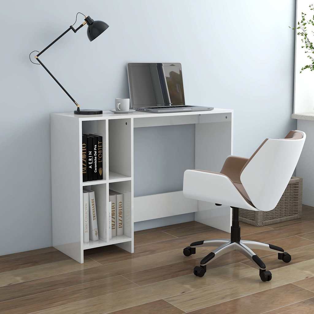 Vidaxl bureau 102,5x35x75 cm bewerkt hout hoogglans wit