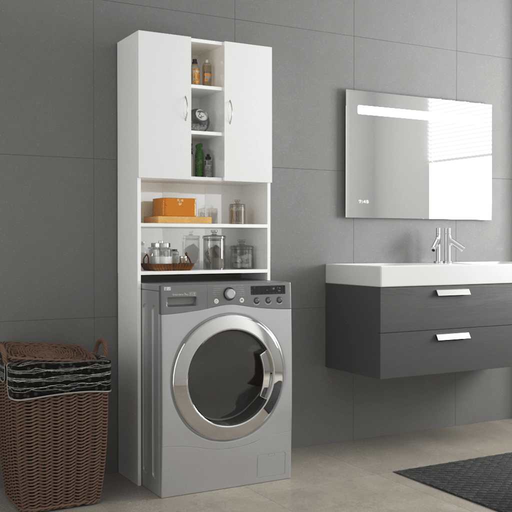 Vidaxl Waschmaschinenschrank 64x25.5x190 cm Hochglanz weiß