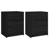 Vidaxl nachtkastjes 2 st 40x31x50 cm massief grenenhout zwart