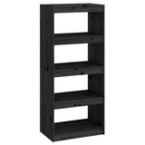 Vidaxl boekenkast kamerscherm 60x30x135,5 cm massief grenenhout zwart