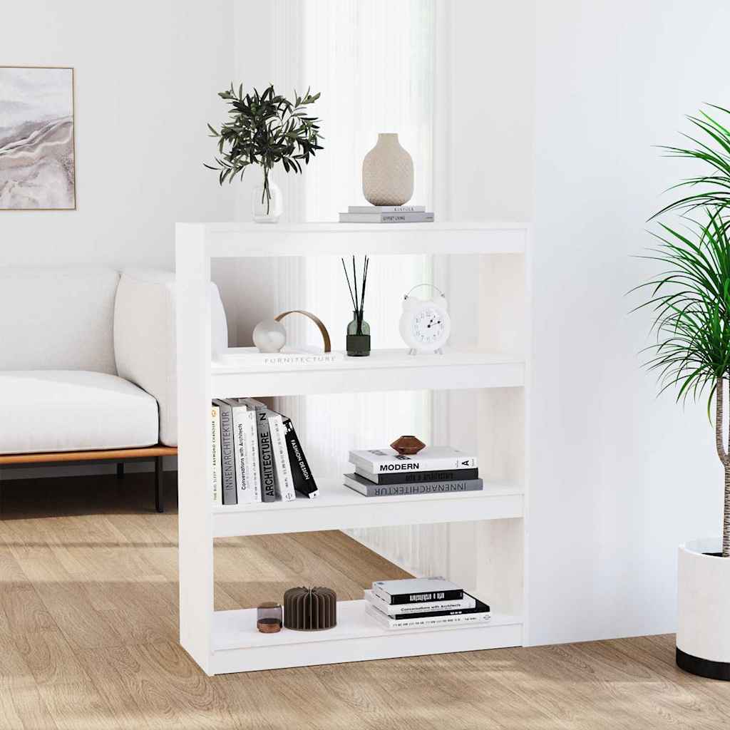 Vidaxl boekenkast kamerscherm 80x30x103,5 cm massief grenenhout wit