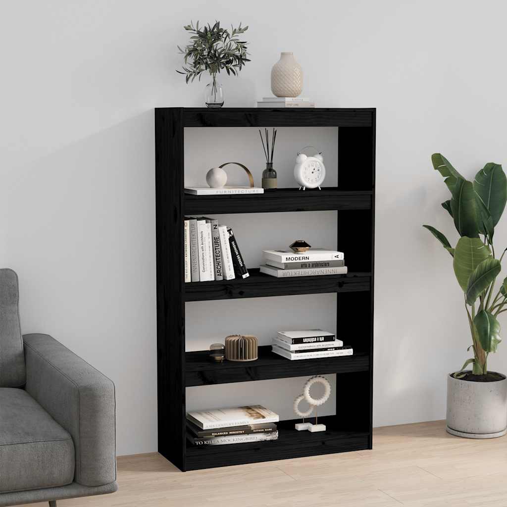 Vidaxl boekenkast kamerscherm 80x30x135,5 cm massief grenenhout zwart