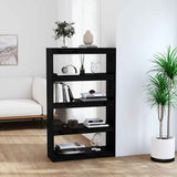 Vidaxl boekenkast kamerscherm 80x30x135,5 cm massief grenenhout zwart