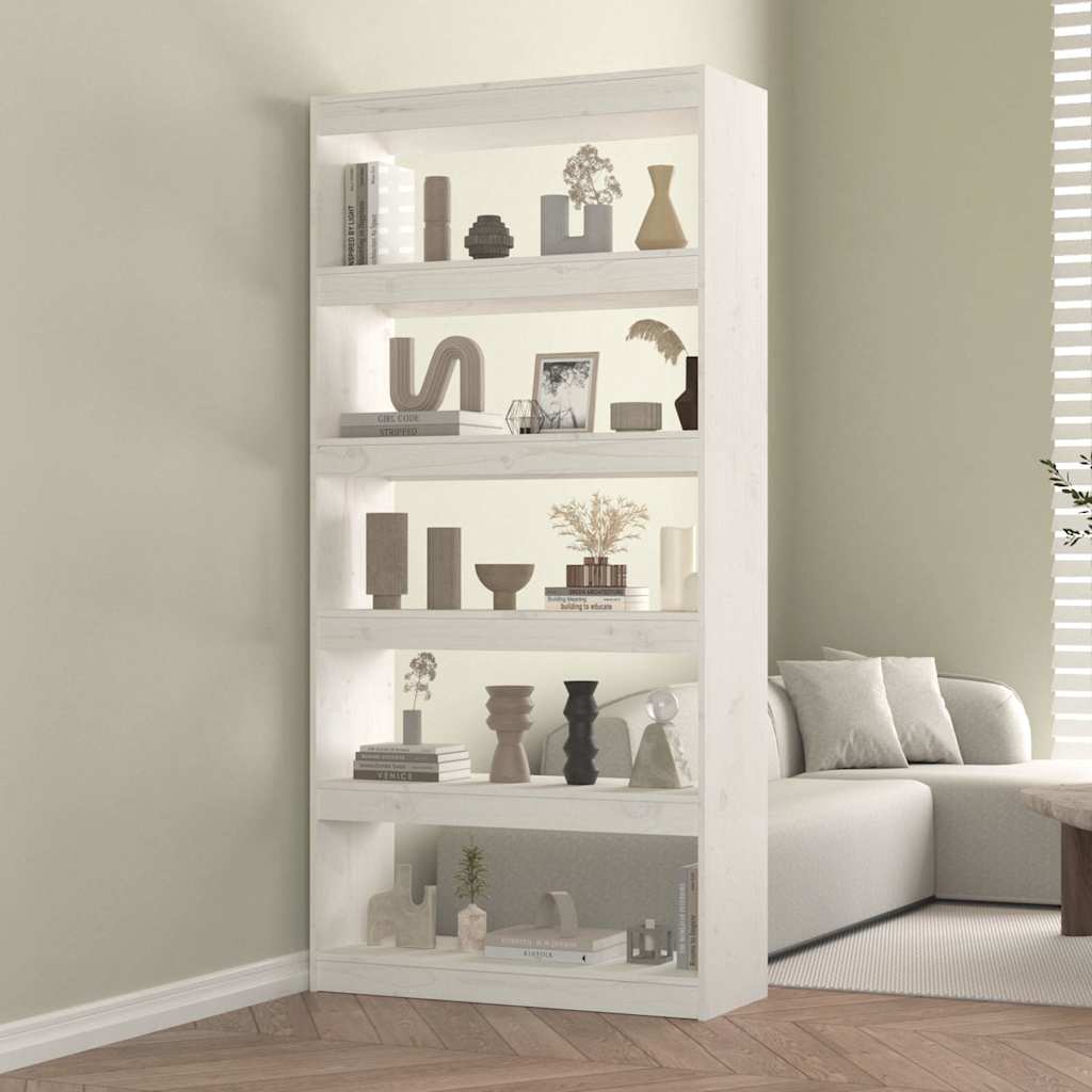 Vidaxl boekenkast kamerscherm 80x30x167,4 cm massief grenenhout wit