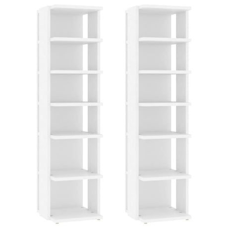 Vidaxl -Schuhschränke 2 PCs 27,5 x 27 x 102 cm verarbeitetes Holz weiß