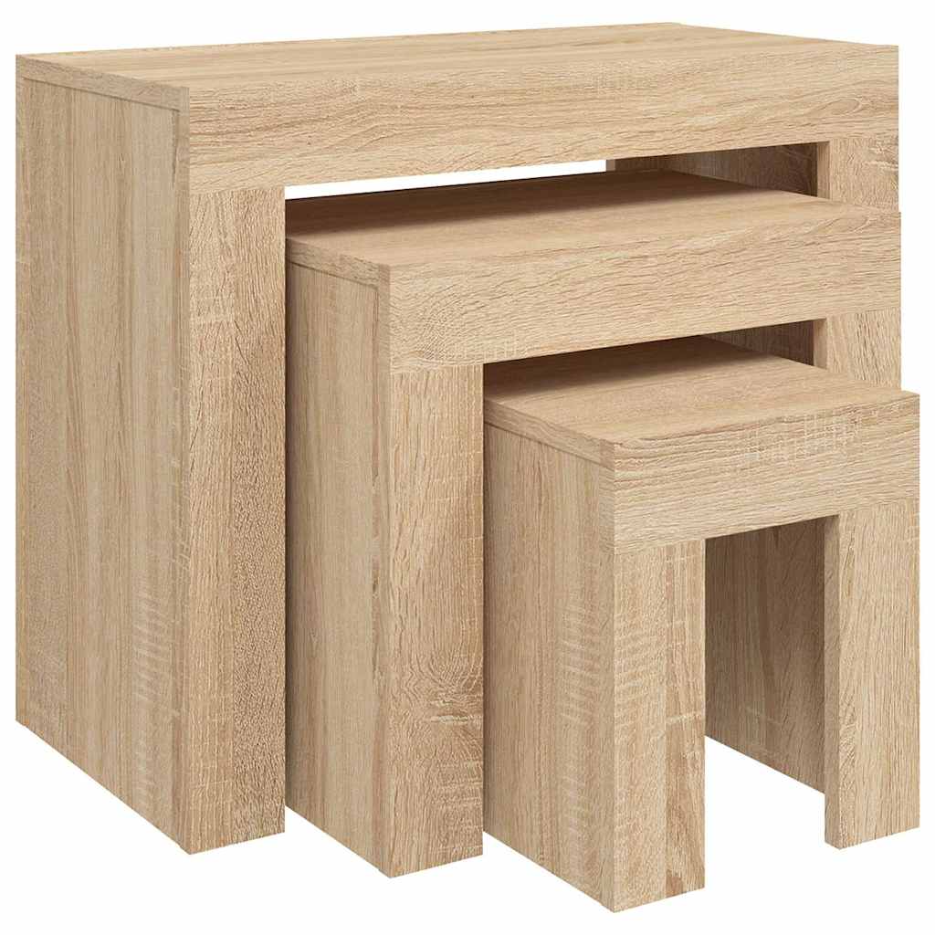 Vidaxl 3-delige tafeltjesset bewerkt hout sonoma eikenkleurig
