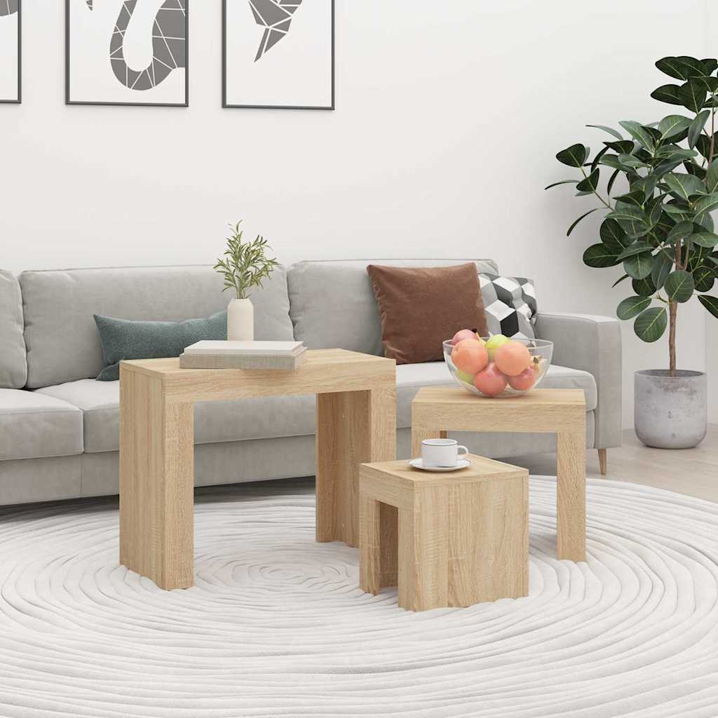 Vidaxl 3-delige tafeltjesset bewerkt hout sonoma eikenkleurig