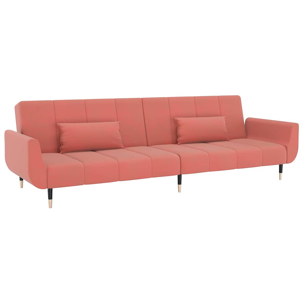 Vidaxl slaapbank 2-zits met 2 kussens fluweel roze