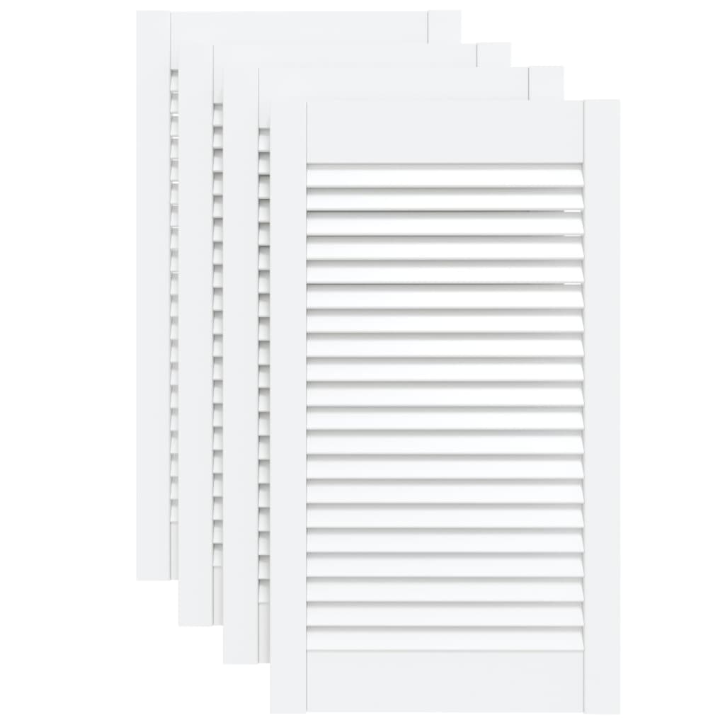 Puertas de gabinete Vidaxl con listones 4 pcs 69x39.4 cm de pino sólido blanco blanco