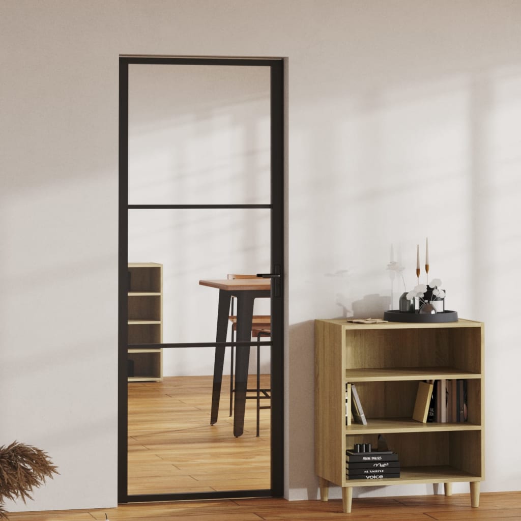 Vidaxl Porte intérieure 76x201.5 cm Verre ESG et noir en aluminium