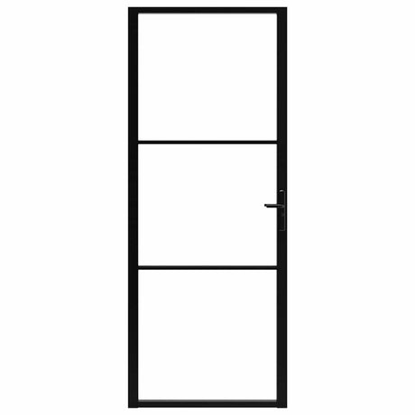 VIDAXL Innenür 83x201,5 cm ESG -Glas und Aluminiumschwarz