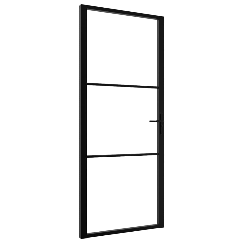 Vidaxl binnendeur 93x201,5 cm esg-glas en aluminium zwart